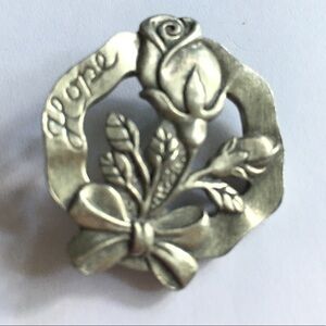 Pewter LONGABERGER Brooch Floral 2004 Necklace
